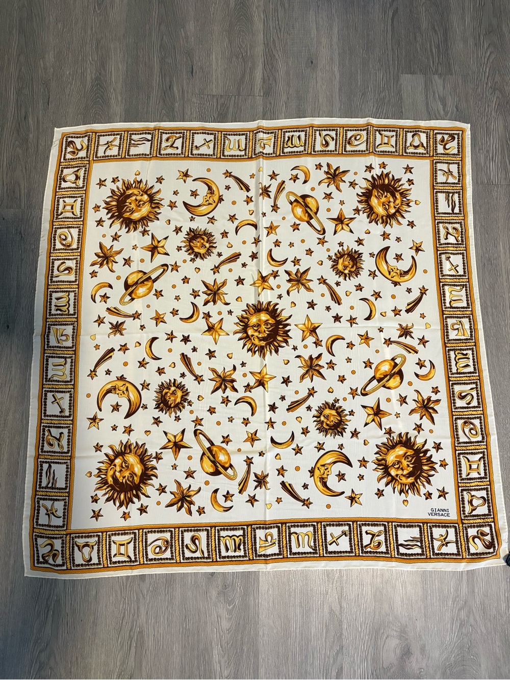 Vintage Gianni Versace Celestial Zodiac Silk Scarf